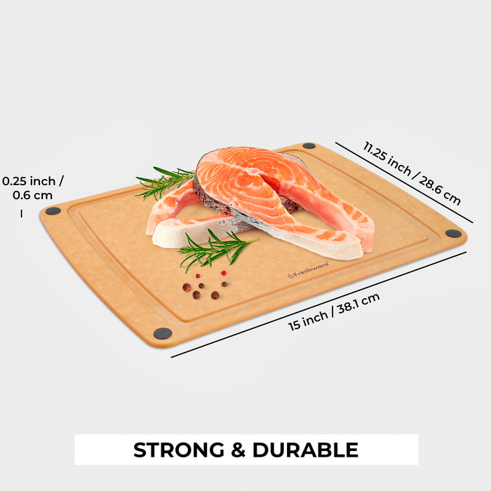 Cutting Board for Kitchen Dishwasher Safe, Wood Fiber Cutting Board, Eco-Friendly, Non-Slip, Juice Grooves, Non-Porous, BPA Free, Natural Slate