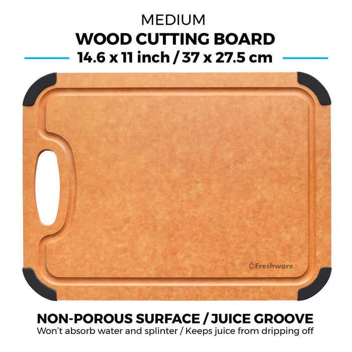 Cutting Board for Kitchen Dishwasher Safe, Wood Fiber Cutting Board, Eco-Friendly, Non-Slip, Juice Grooves, Non-Porous, BPA Free, Natural Slate