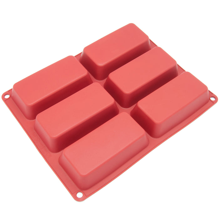 6-Cavity Silicone Small Loaf, Muffin, Brownie, Cornbread, Cheesecake, Panna Cotta, Pudding, Jello Shot and Soap Mold