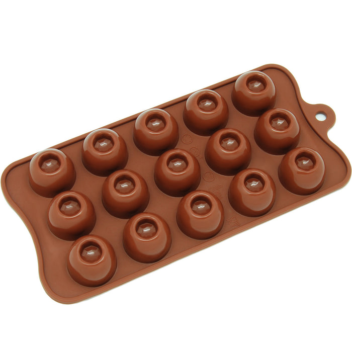 15-Cavity Silicone Dimpled Round Chocolate, Candy and Gummy Mold