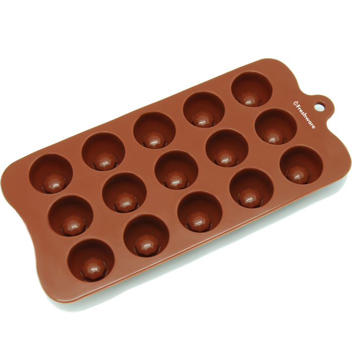 15-Cavity Silicone Dimpled Round Chocolate, Candy and Gummy Mold