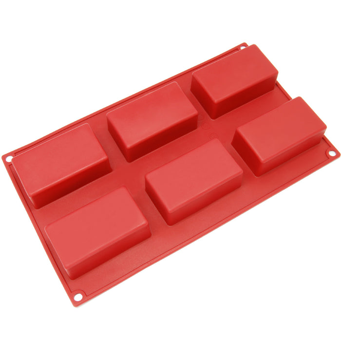 6-Cavity Silicone Rectangular Muffin, Brownie, Cornbread, Cheesecake, Panna Cotta, Pudding, Jello Shot and Soap Mold