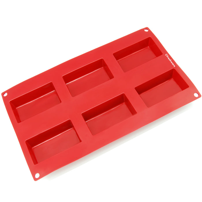 6-Cavity Silicone Rectangular Muffin, Brownie, Cornbread, Cheesecake, Panna Cotta, Pudding, Jello Shot and Soap Mold