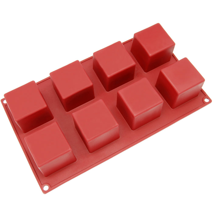 8-Cavity Silicone Square Cube Muffin, Brownie, Cornbread, Cheesecake, Panna Cotta, Pudding, Jello Shot and Soap Mold