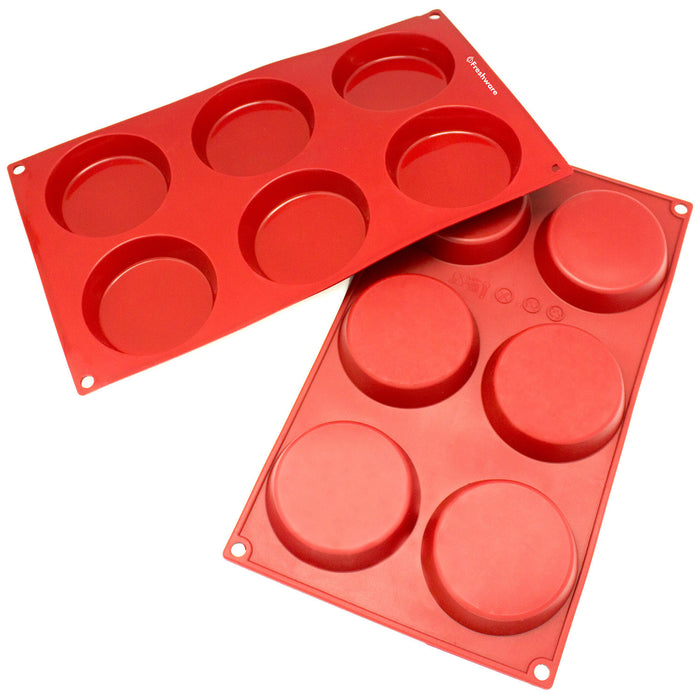6-Cavity Silicone Mini Disc Cake, Pie, Custard, Tart and Resin Coaster Mold