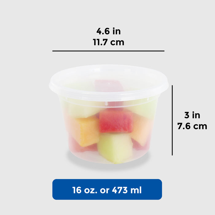 Freshware 16oz PP Plastic Deli Containers with Lids, Leak-Proof