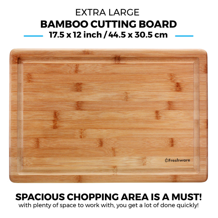 Bamboo Cutting Board for Kitchen, Wood Chopping Board, Easy Grip Handle, BPA Free, 100% Natural