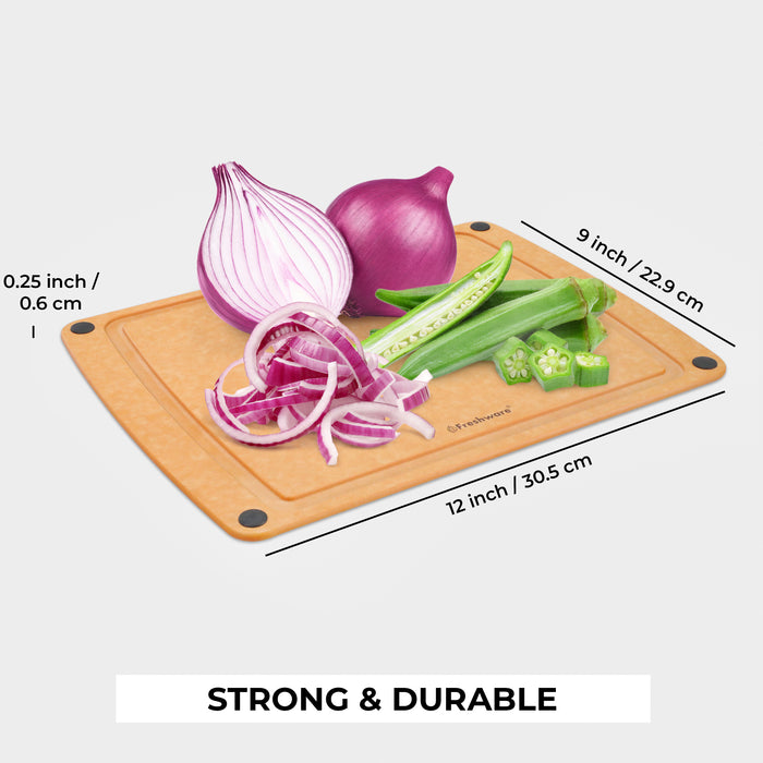 Cutting Board for Kitchen Dishwasher Safe, Wood Fiber Cutting Board, Eco-Friendly, Non-Slip, Juice Grooves, Non-Porous, BPA Free, Natural Slate