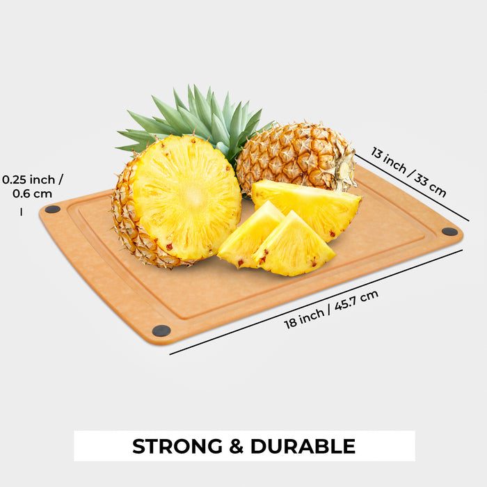 Cutting Board for Kitchen Dishwasher Safe, Wood Fiber Cutting Board, Eco-Friendly, Non-Slip, Juice Grooves, Non-Porous, BPA Free, Natural Slate