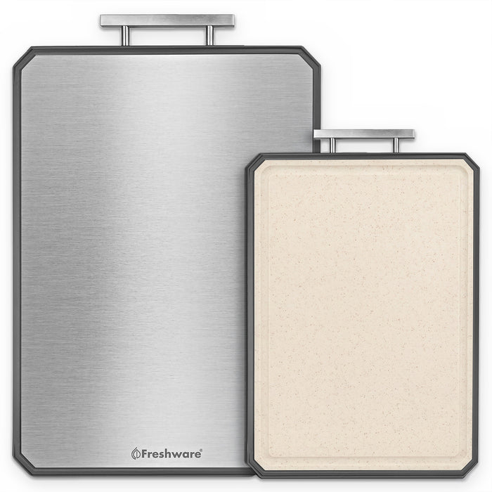 Double-Sided Titanium Cutting Board Set with Juice Groove, 2-Piece