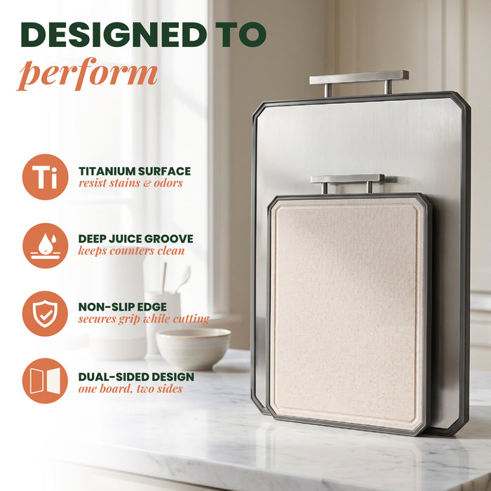 Premium Titanium Cutting Board Double Sided Set of 2