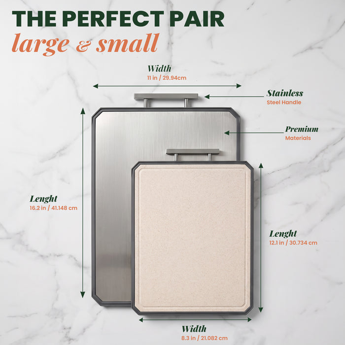 Premium Titanium Cutting Board Double Sided Set of 2