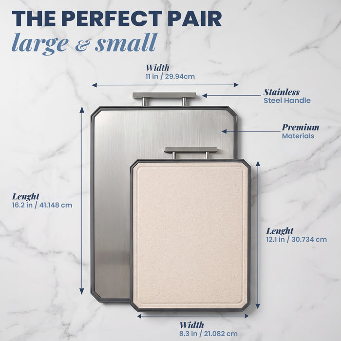 Double-Sided Titanium Cutting Board Set with Juice Groove, 2-Piece