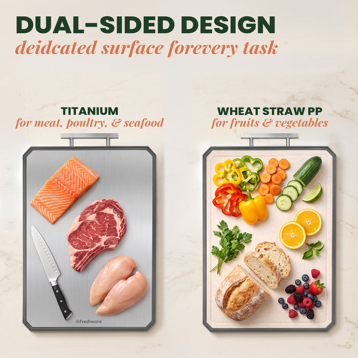 Premium Titanium Cutting Board Double Sided Set of 2