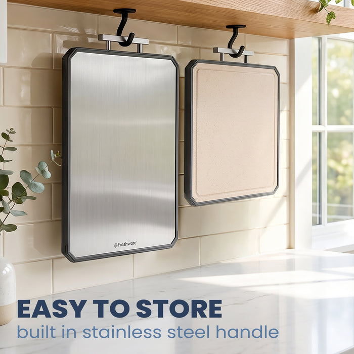 Double-Sided Titanium Cutting Board Set with Juice Groove, 2-Piece