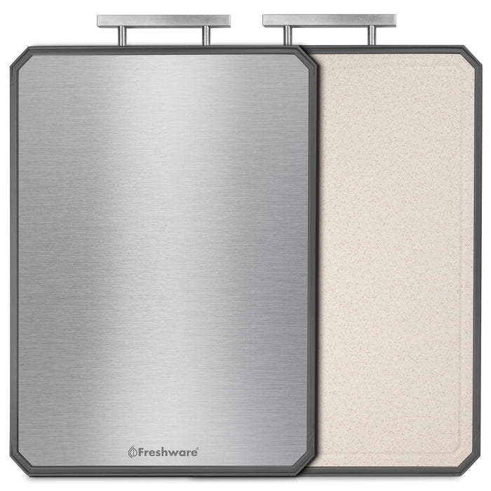 Freshware Premium 2-in-1 Titanium Cutting Board – Double-Sided, Non-Slip Kitchen Chopping Board with Juice Grooves (Extra Large, 19.7" x 13.5")