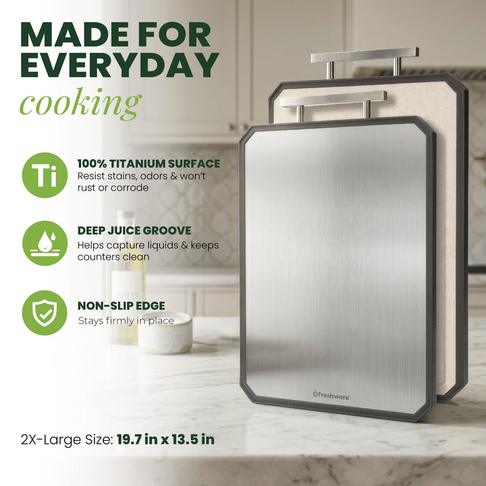 Freshware Premium 2-in-1 Titanium Cutting Board – Double-Sided, Non-Slip Kitchen Chopping Board with Juice Grooves (Extra Large, 19.7" x 13.5")