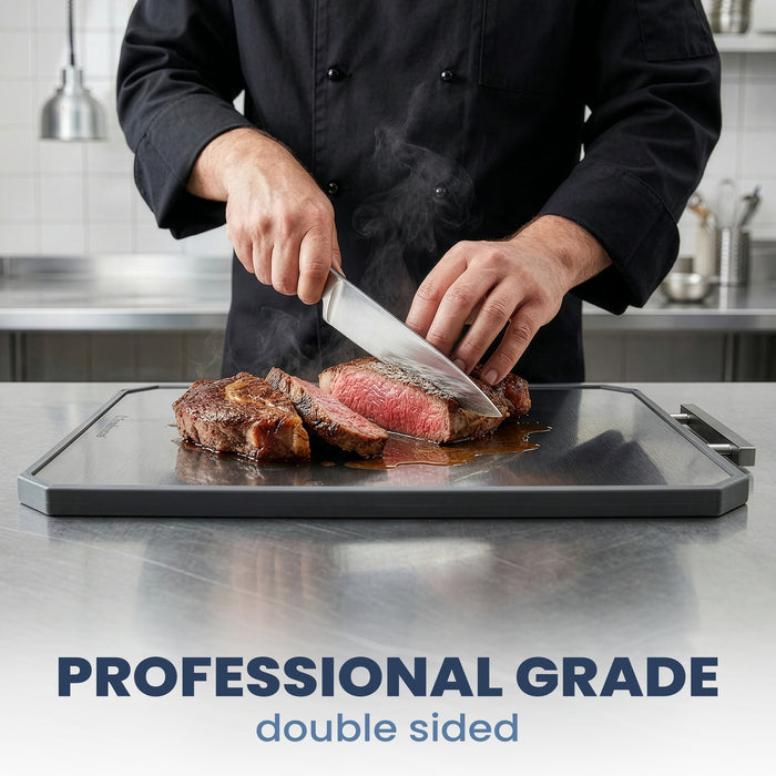 Extra-Large Double-Sided Titanium Cutting Board with Juice Groove, 19.7 × 13.5 in
