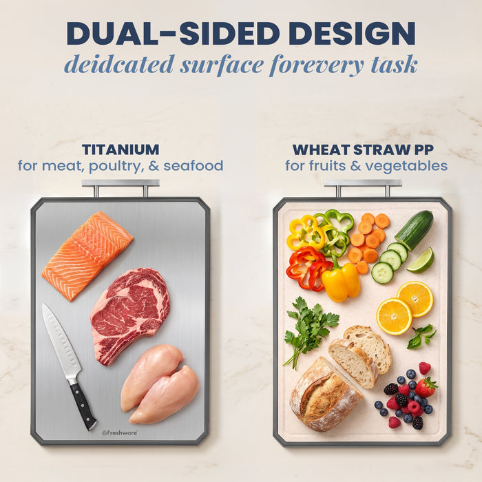 Extra-Large Double-Sided Titanium Cutting Board with Juice Groove, 19.7 × 13.5 in