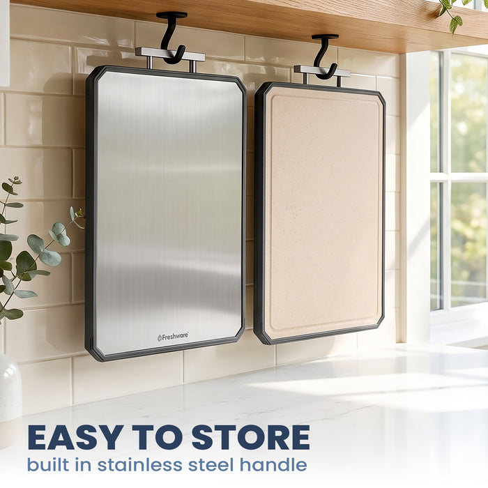 Extra-Large Double-Sided Titanium Cutting Board with Juice Groove, 19.7 × 13.5 in