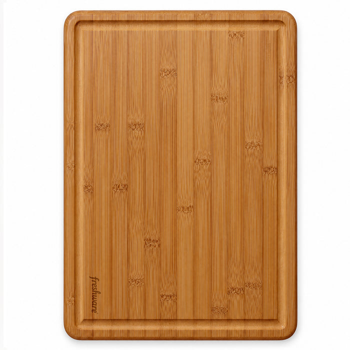 Extra-Large Carbonized Bamboo Cutting Board with Juice Groove & Handles, 18 × 12.5 in