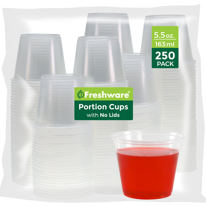 Freshware Plastic Portion Cups (No Lids) Disposable Plastic Cups for Meal Prep, Salad Dressing, Jellos Shot Cups, Souffle Cups, Condiment and Dipping Sauce Cups