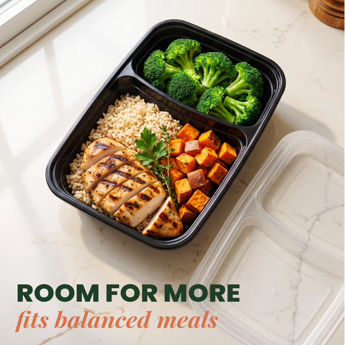 2-Compartment Meal Prep Containers | 28oz, 50-Pack