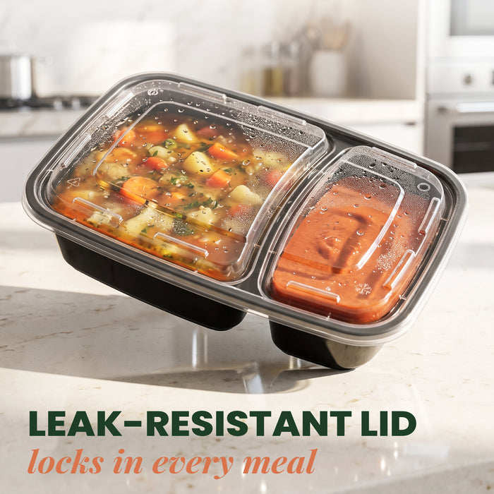 2-Compartment Meal Prep Containers | 28oz, 50-Pack