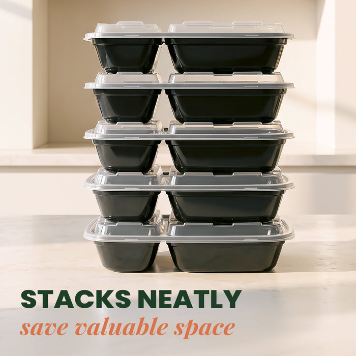 2-Compartment Meal Prep Containers | 28oz, 50-Pack