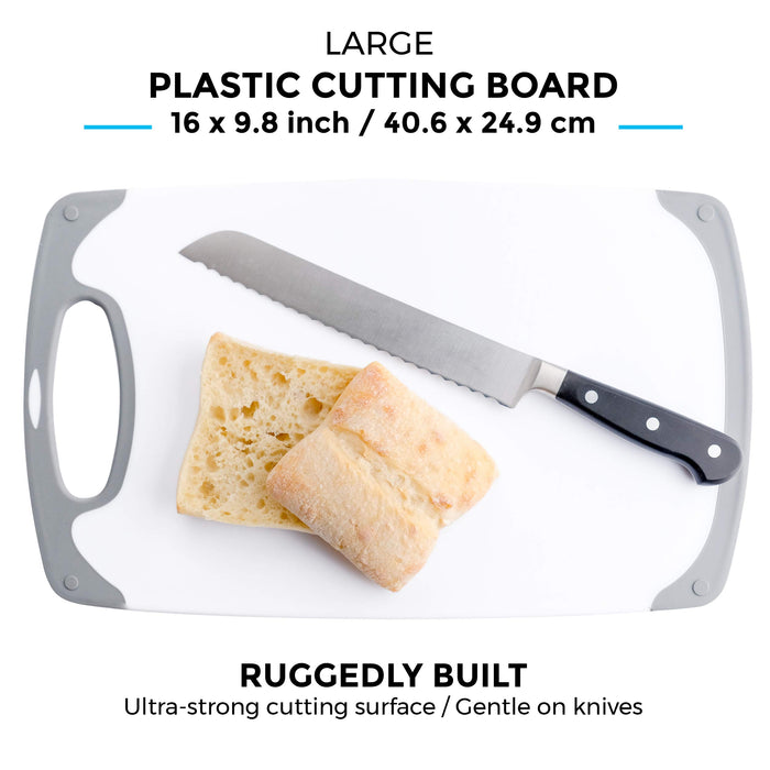 Cutting Boards for Kitchen, Plastic Cutting Board Set of 3, Dishwasher Safe  Cutting Boards with Juice Grooves for Meat, Veggies, Fruits, Easy Grip