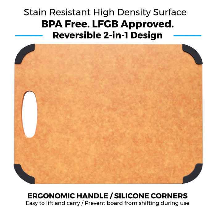 Cutting Board for Kitchen Dishwasher Safe, Wood Fiber Cutting Board, Eco-Friendly, Non-Slip, Juice Grooves, Non-Porous, BPA Free, Natural Slate