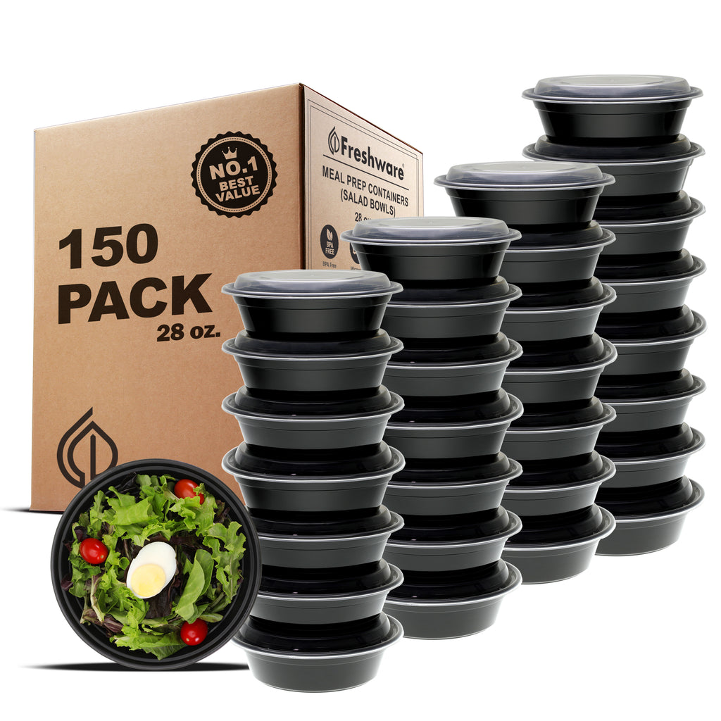 Heavy Duty Plastic Containers with Lids 12 EA Mix of Sizes 60 Containers  Total. Leakproof Microwavable Portion Cup for To-Go Orders, Food Prep or