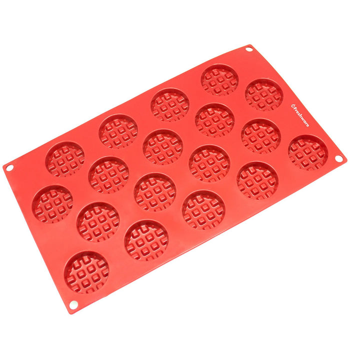 Silicone Chocolate Candy Molds [Round Waffle, 18 Cup] - Non Stick, BPA Free, Reusable 100% Silicon & Dishwasher Safe Silicon - Kitchen Rubber Tray For Ice, Crayons, Fat Bombs and Soap Molds