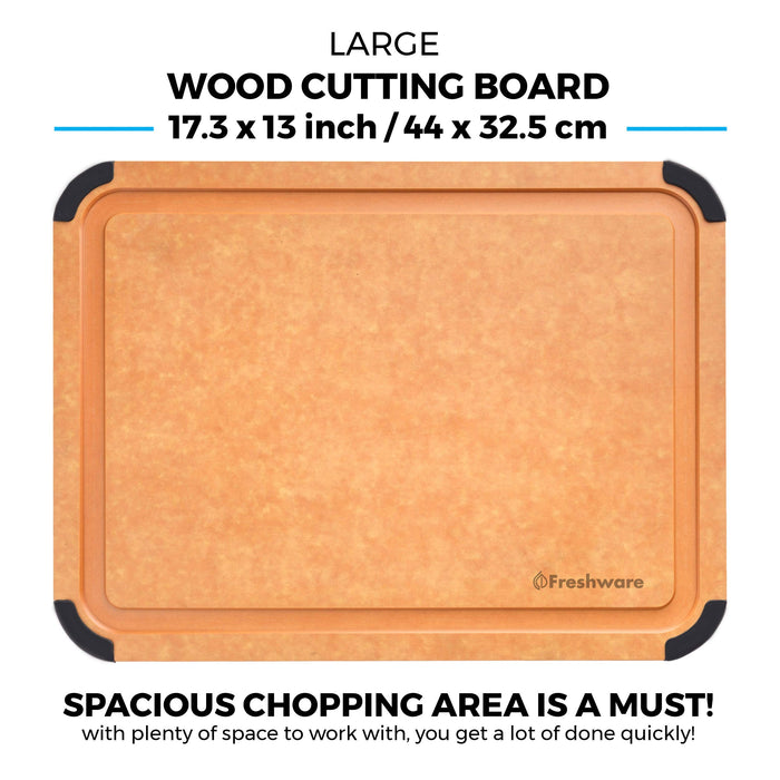 Cutting Board for Kitchen Dishwasher Safe, Wood Fiber Cutting Board, Eco-Friendly, Non-Slip, Juice Grooves, Non-Porous, BPA Free, Natural Slate