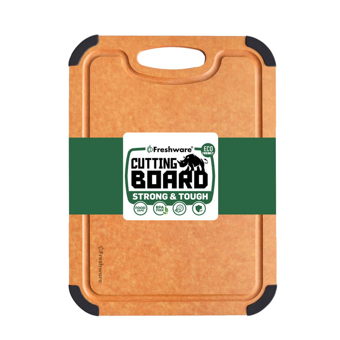 Cutting Board for Kitchen Dishwasher Safe, Wood Fiber Cutting Board, Eco-Friendly, Non-Slip, Juice Grooves, Non-Porous, BPA Free, Natural Slate
