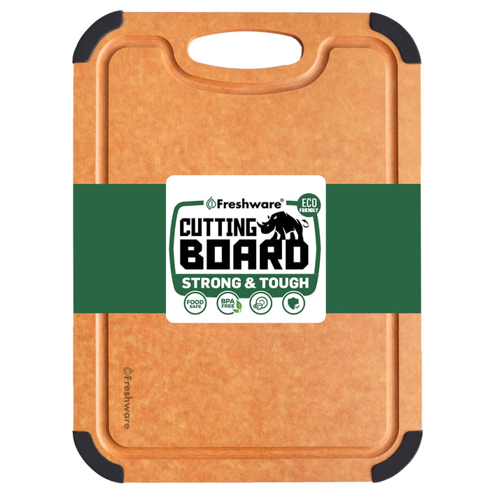 Cutting Board for Kitchen Dishwasher Safe, Wood Fiber Cutting Board, Eco-Friendly, Non-Slip, Juice Grooves, Non-Porous, BPA Free, Natural Slate