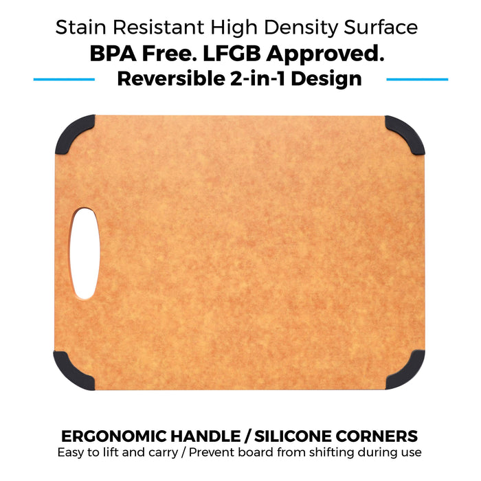 Cutting Board for Kitchen Dishwasher Safe, Wood Fiber Cutting Board, Eco-Friendly, Non-Slip, Juice Grooves, Non-Porous, BPA Free, Natural Slate