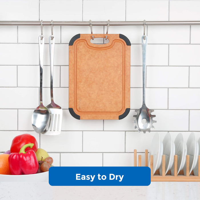 Cutting Board for Kitchen Dishwasher Safe, Wood Fiber Cutting Board, Eco-Friendly, Non-Slip, Juice Grooves, Non-Porous, BPA Free, Natural Slate