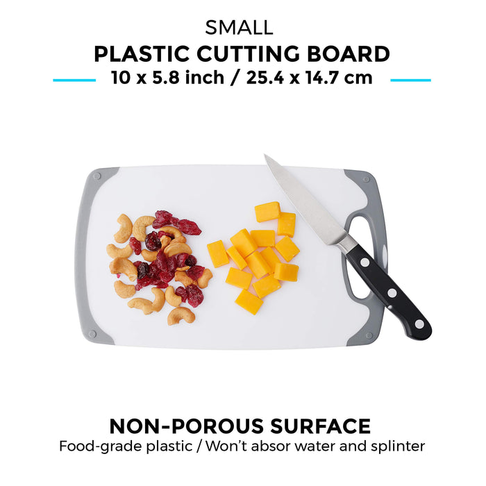 Freshware Plastic Cutting Board Set with Juice Grooves with Easy-Grip Handles, Plastic Chopping Board for Kitchen, BPA-Free, Non-Porous, Dishwasher Safe