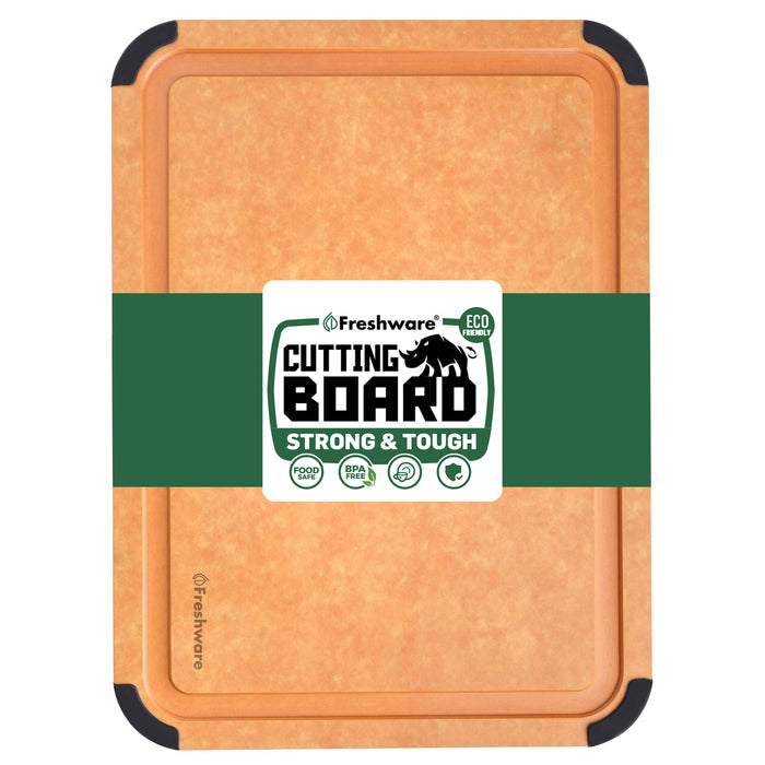 Cutting Board for Kitchen Dishwasher Safe, Wood Fiber Cutting Board, Eco-Friendly, Non-Slip, Juice Grooves, Non-Porous, BPA Free, Natural Slate