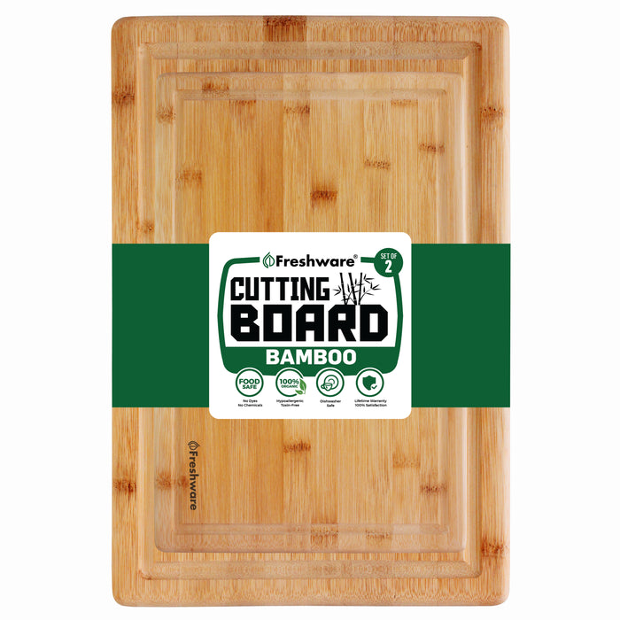 Bamboo Cutting Board for Kitchen, Wood Chopping Board, Easy Grip Handle,  BPA Free, 100% Natural