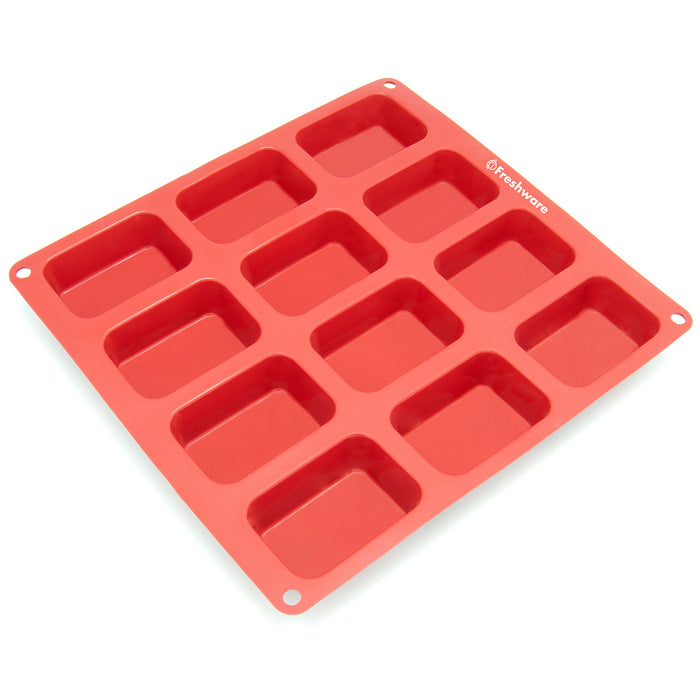 12-Cavity Silicone Petite Loaf, Muffin, Brownie, Cornbread, Cheesecake, Panna Cotta, Pudding, Jello Shot and Soap Mold