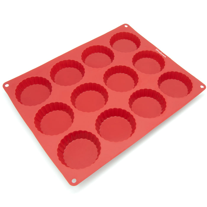 12-Cavity Silicone Mini Cookie, Pie, Quiche, Custard and Tart Mold