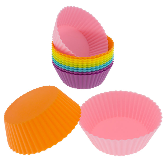 12-Pack Silicone Mini Round Reusable Baking Cup, Six Vibrant Colors