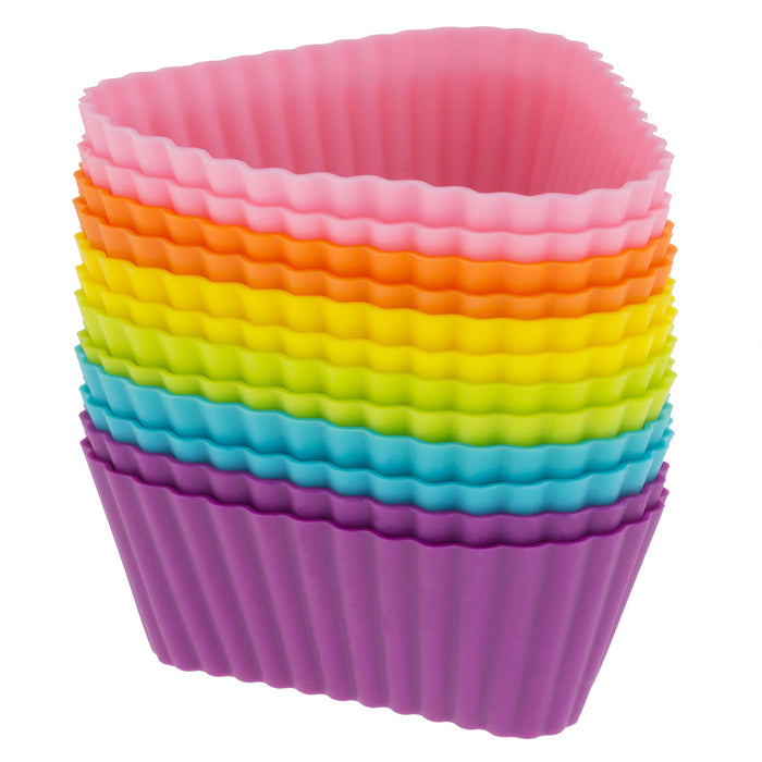12-Pack Silicone Mini Triangle Reusable Baking Cup, Six Vibrant Colors
