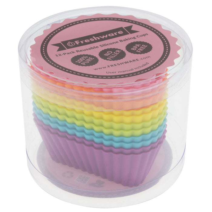 12-Pack Silicone Mini Triangle Reusable Baking Cup, Six Vibrant Colors