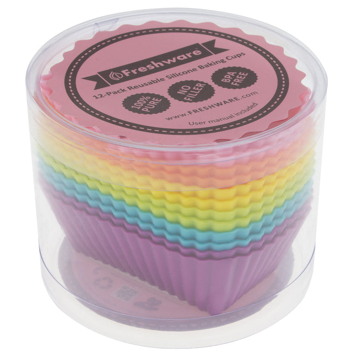 12-Pack Silicone Mini Rectangle Reusable Baking Cup, Six Vibrant Colors
