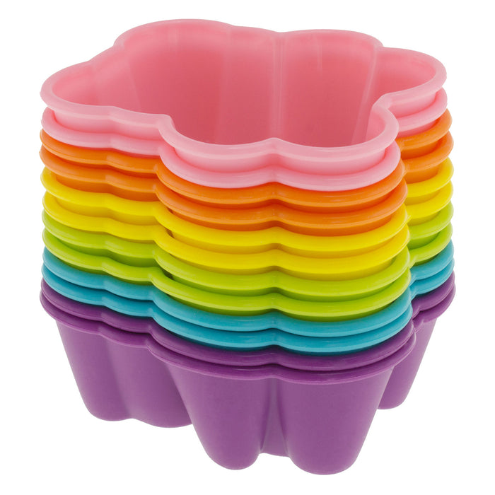 12-Pack Silicone Bear Reusable Baking Cup, Six Vibrant Colors