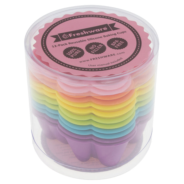 12-Pack Silicone Bear Reusable Baking Cup, Six Vibrant Colors
