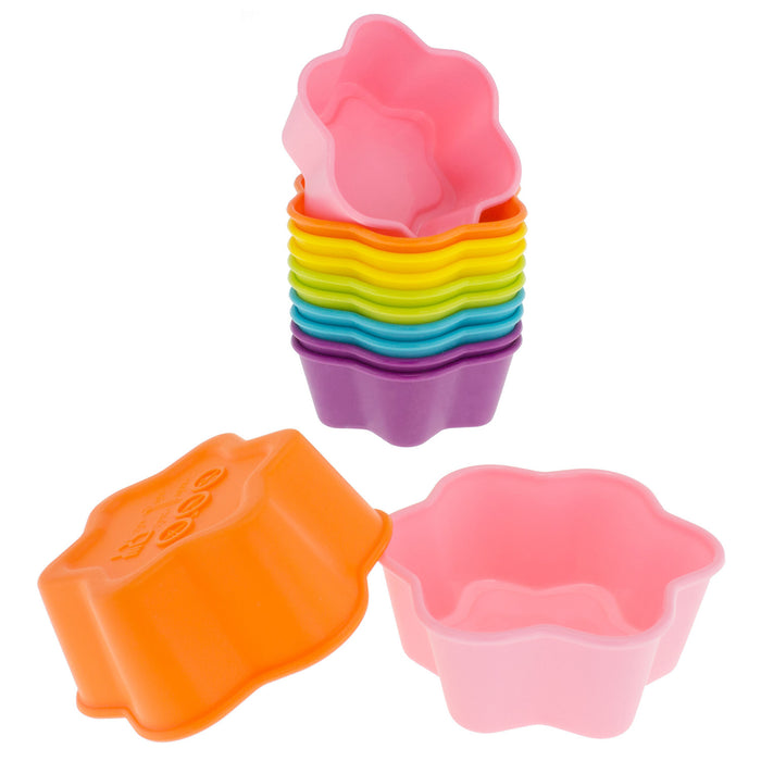 12-Pack Silicone 6-Star Reusable Baking Cup, Six Vibrant Colors